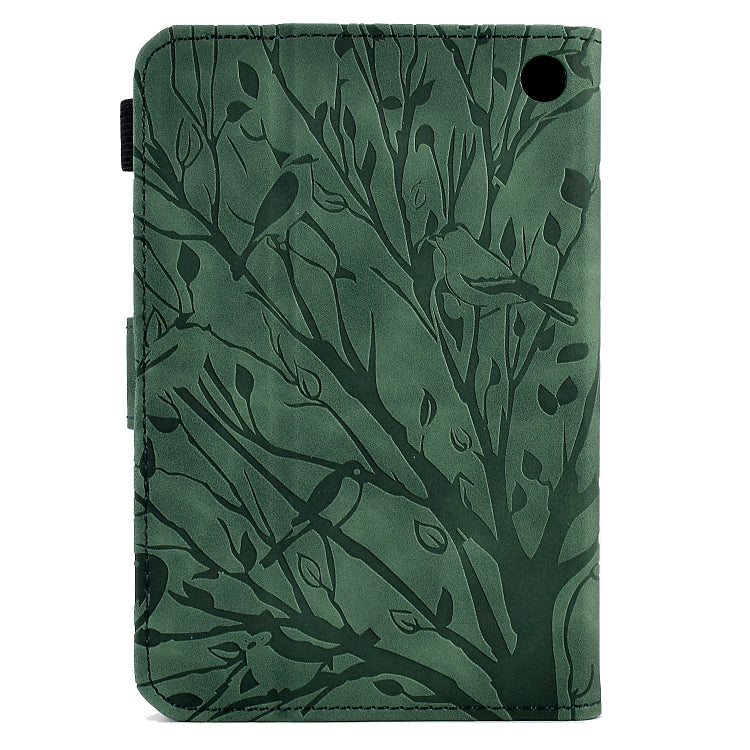 For Amazon Fire 7 2022 Fortune Tree Pressure Flower PU Tablet Case with Wake-up / Sleep Function