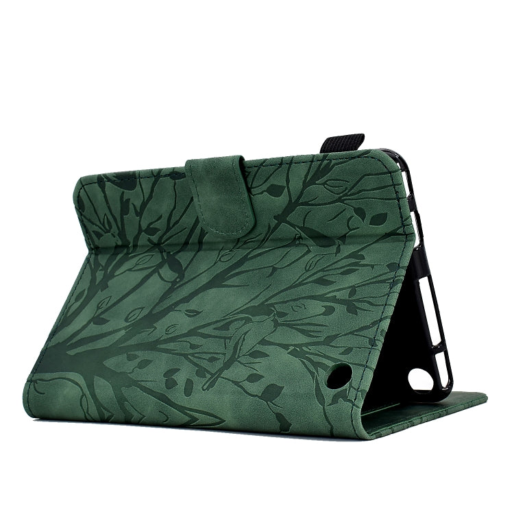 For Amazon Fire 7 2022 Fortune Tree Pressure Flower PU Tablet Case with Wake-up / Sleep Function