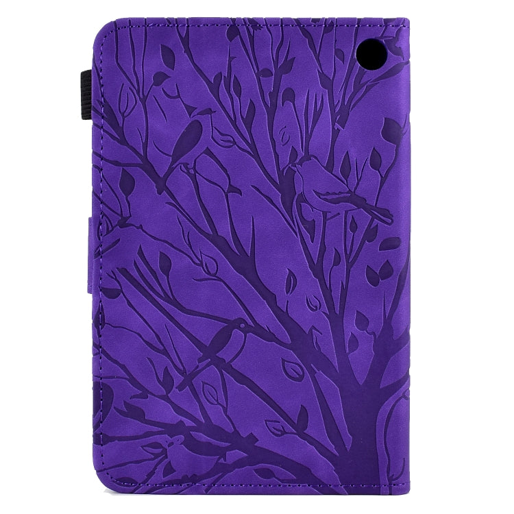 For Amazon Fire 7 2022 Fortune Tree Pressure Flower PU Tablet Case with Wake-up / Sleep Function