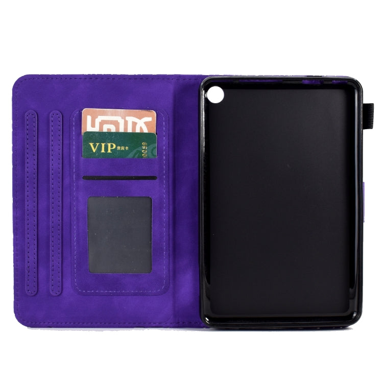 For Amazon Fire 7 2022 Fortune Tree Pressure Flower PU Tablet Case with Wake-up / Sleep Function