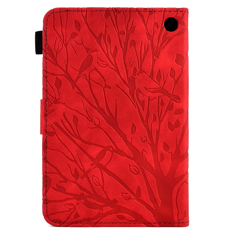 For Amazon Fire 7 2022 Fortune Tree Pressure Flower PU Tablet Case with Wake-up / Sleep Function