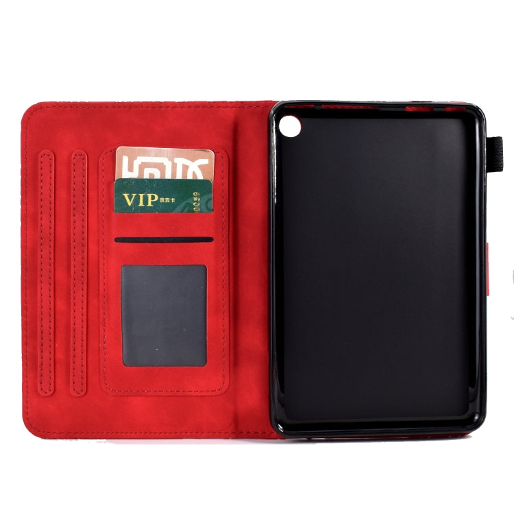 For Amazon Fire 7 2022 Fortune Tree Pressure Flower PU Tablet Case with Wake-up / Sleep Function