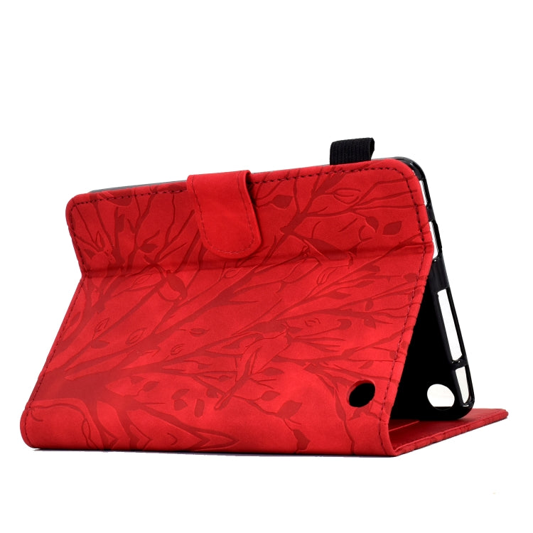 For Amazon Fire 7 2022 Fortune Tree Pressure Flower PU Tablet Case with Wake-up / Sleep Function