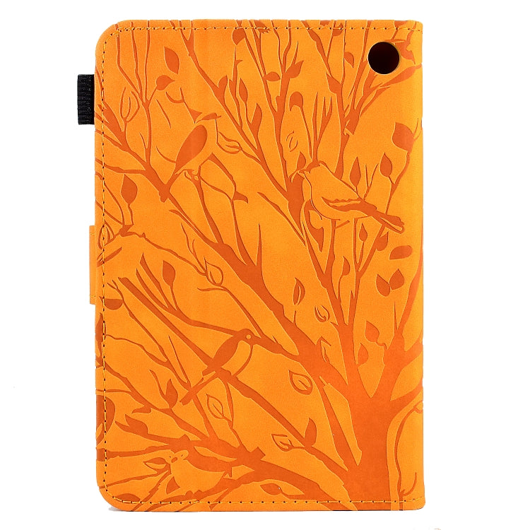 For Amazon Fire 7 2022 Fortune Tree Pressure Flower PU Tablet Case with Wake-up / Sleep Function