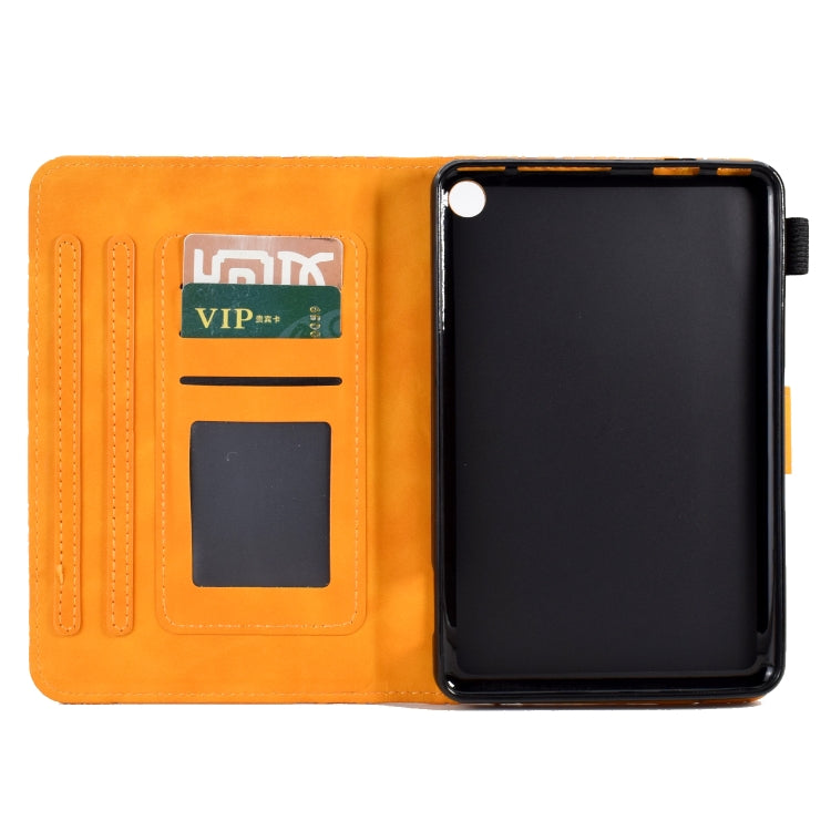 For Amazon Fire 7 2022 Fortune Tree Pressure Flower PU Tablet Case with Wake-up / Sleep Function