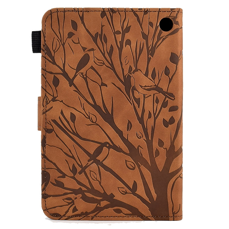 For Amazon Fire 7 2022 Fortune Tree Pressure Flower PU Tablet Case with Wake-up / Sleep Function