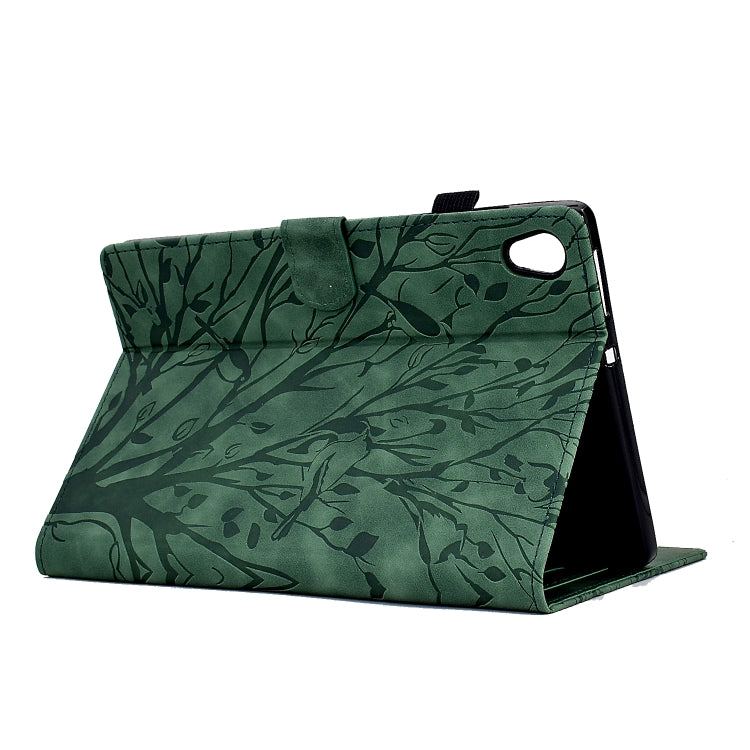 For Lenovo M10 HD 2nd X306X Fortune Tree Pressure Flower PU Tablet Case with Wake-up / Sleep Function