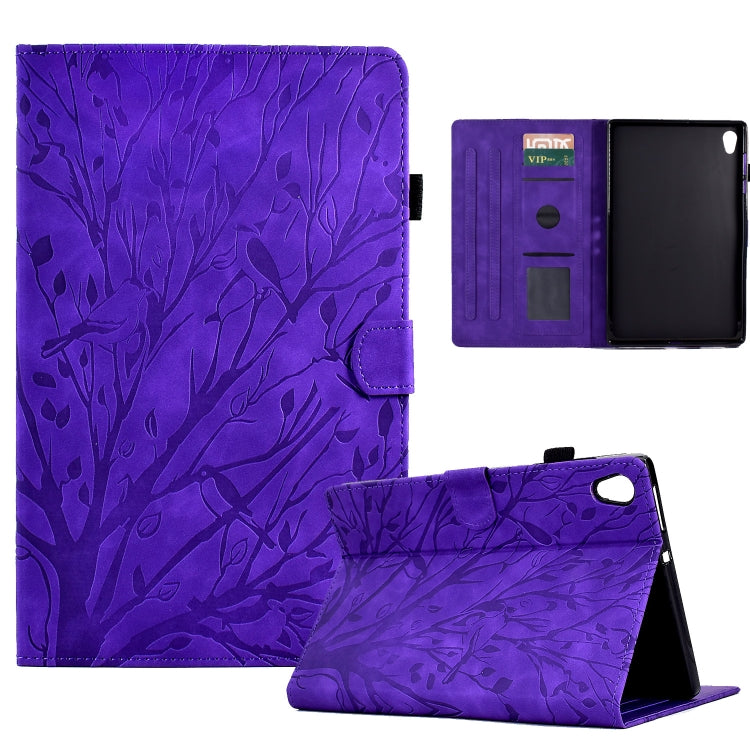 For Lenovo M10 HD 2nd X306X Fortune Tree Pressure Flower PU Tablet Case with Wake-up / Sleep Function