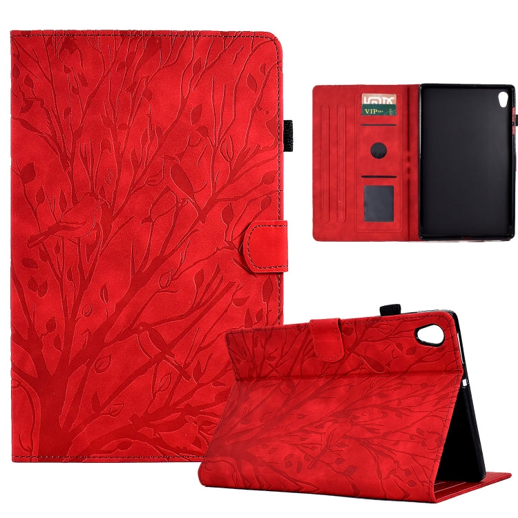 For Lenovo M10 HD 2nd X306X Fortune Tree Pressure Flower PU Tablet Case with Wake-up / Sleep Function