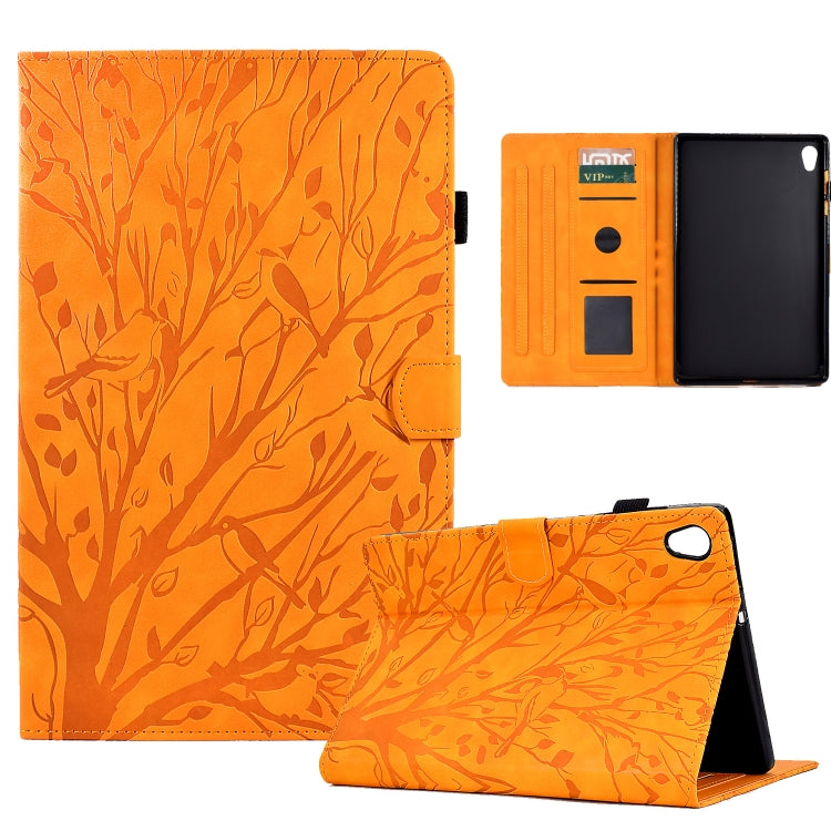 For Lenovo M10 HD 2nd X306X Fortune Tree Pressure Flower PU Tablet Case with Wake-up / Sleep Function