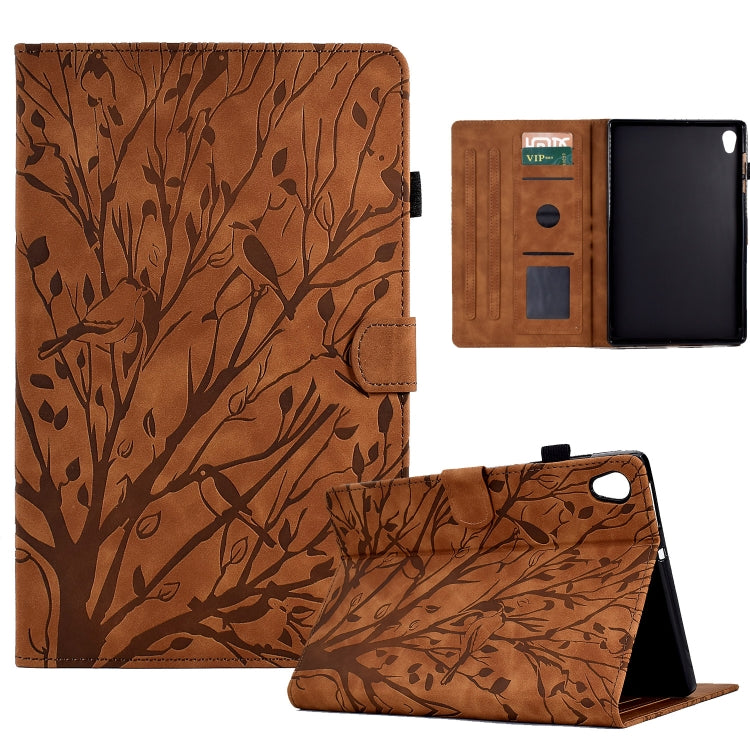 For Lenovo M10 HD 2nd X306X Fortune Tree Pressure Flower PU Tablet Case with Wake-up / Sleep Function
