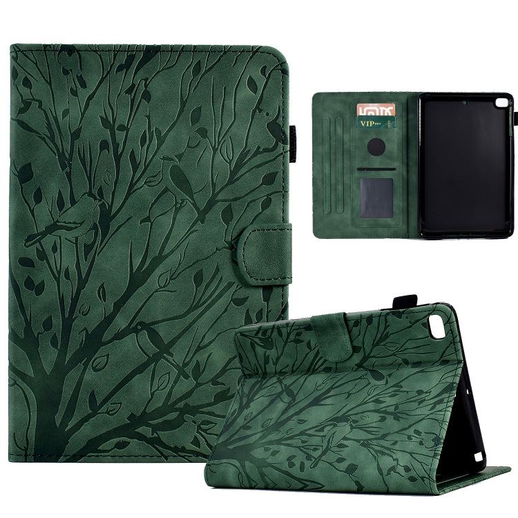 For iPad mini 1 / 2 / 3 / 4 / 5 Fortune Tree Pressure Flower PU Tablet Case with Wake-up / Sleep Function