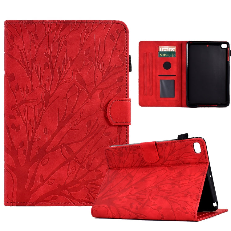 For iPad mini 1 / 2 / 3 / 4 / 5 Fortune Tree Pressure Flower PU Tablet Case with Wake-up / Sleep Function