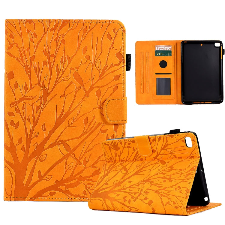For iPad mini 1 / 2 / 3 / 4 / 5 Fortune Tree Pressure Flower PU Tablet Case with Wake-up / Sleep Function