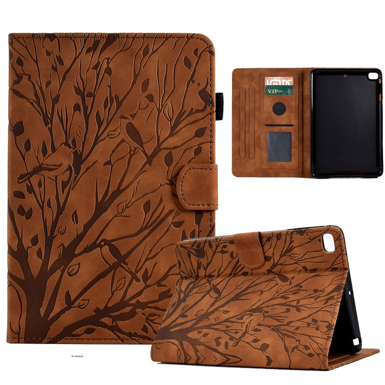 For iPad mini 1 / 2 / 3 / 4 / 5 Fortune Tree Pressure Flower PU Tablet Case with Wake-up / Sleep Function