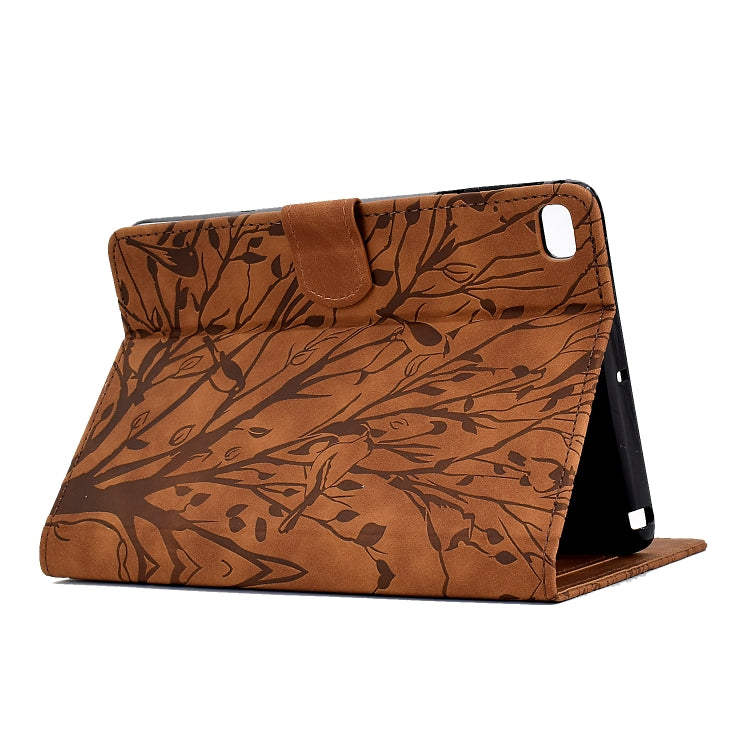 For iPad mini 1 / 2 / 3 / 4 / 5 Fortune Tree Pressure Flower PU Tablet Case with Wake-up / Sleep Function