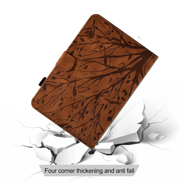 For iPad mini 1 / 2 / 3 / 4 / 5 Fortune Tree Pressure Flower PU Tablet Case with Wake-up / Sleep Function