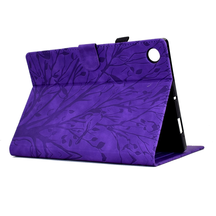 For Lenovo Tab M10 Gen 3 Fortune Tree Pressure Flower PU Tablet Case with Wake-up / Sleep Function