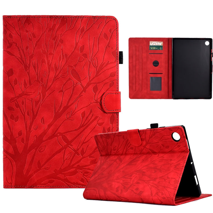 For Lenovo Tab M10 Gen 3 Fortune Tree Pressure Flower PU Tablet Case with Wake-up / Sleep Function