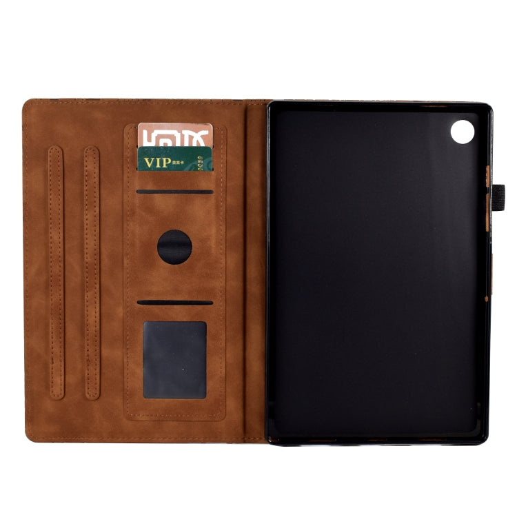 For Lenovo Tab M10 Gen 3 Fortune Tree Pressure Flower PU Tablet Case with Wake-up / Sleep Function