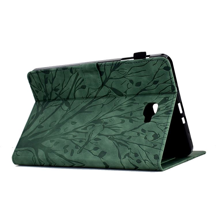 For Samsung Galaxy Tab A 10.1 2016 Fortune Tree Pressure Flower PU Tablet Case with Wake-up / Sleep Function