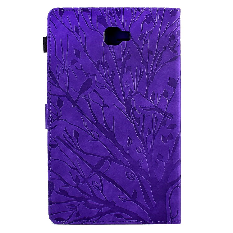 For Samsung Galaxy Tab A 10.1 2016 Fortune Tree Pressure Flower PU Tablet Case with Wake-up / Sleep Function