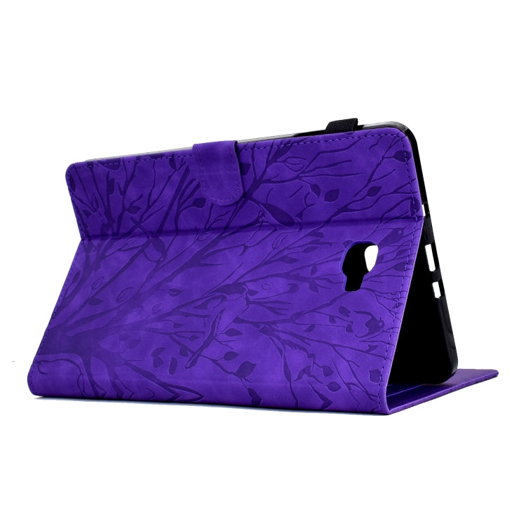 For Samsung Galaxy Tab A 10.1 2016 Fortune Tree Pressure Flower PU Tablet Case with Wake-up / Sleep Function