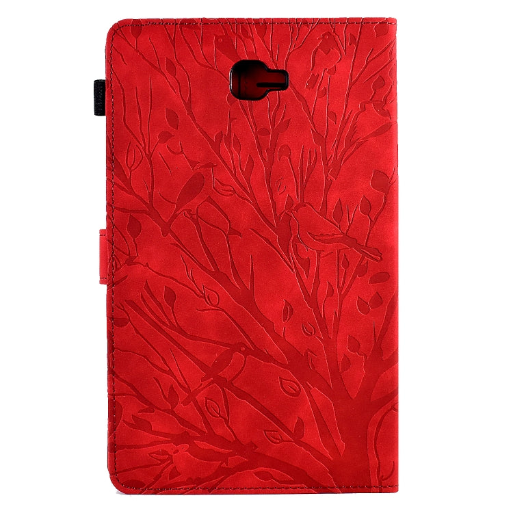 For Samsung Galaxy Tab A 10.1 2016 Fortune Tree Pressure Flower PU Tablet Case with Wake-up / Sleep Function