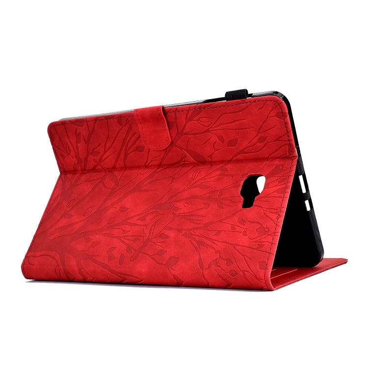 For Samsung Galaxy Tab A 10.1 2016 Fortune Tree Pressure Flower PU Tablet Case with Wake-up / Sleep Function