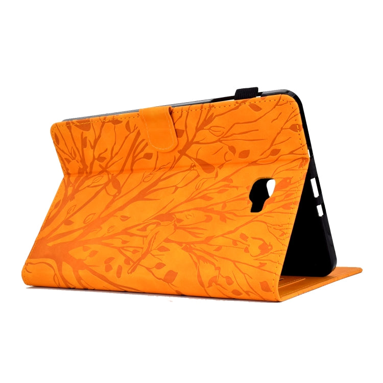For Samsung Galaxy Tab A 10.1 2016 Fortune Tree Pressure Flower PU Tablet Case with Wake-up / Sleep Function