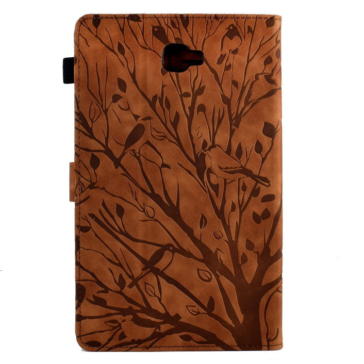 For Samsung Galaxy Tab A 10.1 2016 Fortune Tree Pressure Flower PU Tablet Case with Wake-up / Sleep Function