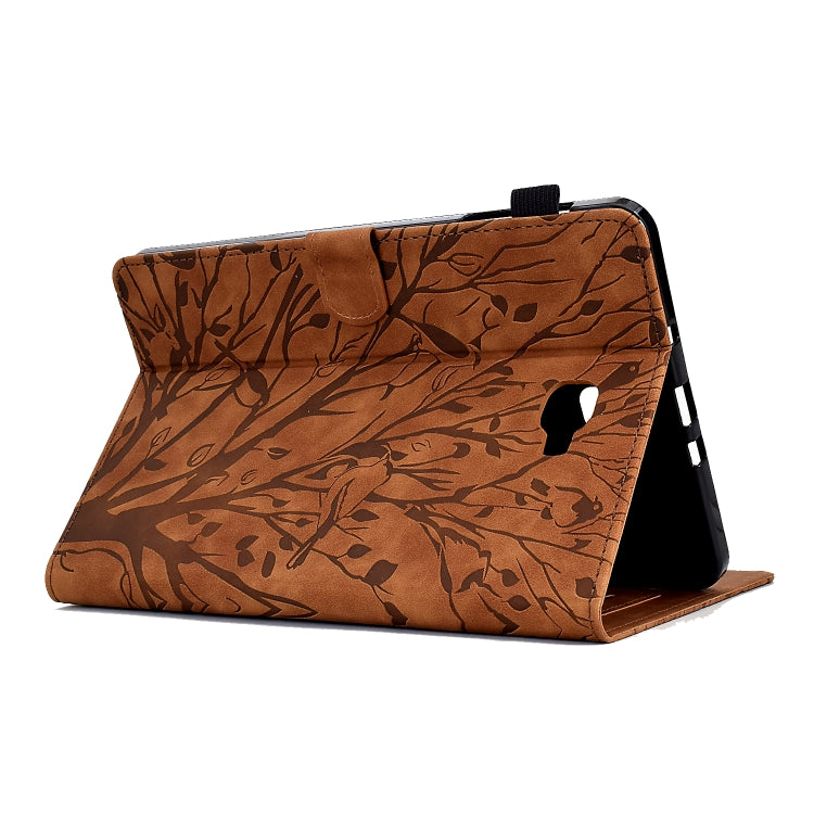 For Samsung Galaxy Tab A 10.1 2016 Fortune Tree Pressure Flower PU Tablet Case with Wake-up / Sleep Function