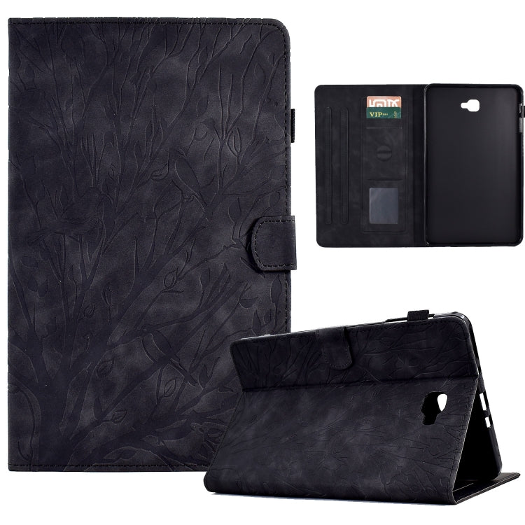 For Samsung Galaxy Tab A 10.1 2016 Fortune Tree Pressure Flower PU Tablet Case with Wake-up / Sleep Function