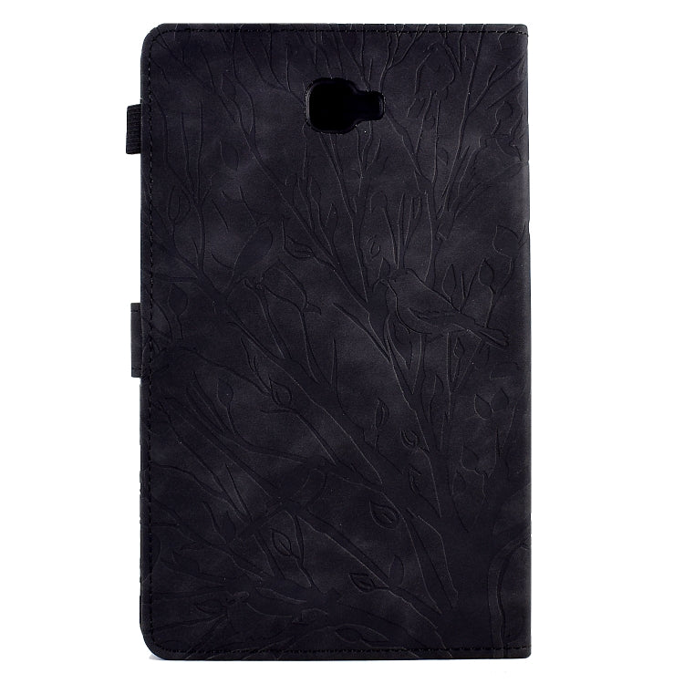 For Samsung Galaxy Tab A 10.1 2016 Fortune Tree Pressure Flower PU Tablet Case with Wake-up / Sleep Function