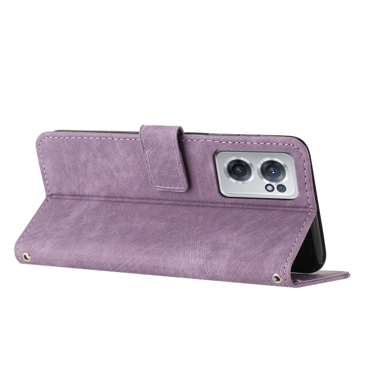 For OnePlus Nord CE 2 5G Skin Feel Stripe Pattern Leather Phone Case with Lanyard