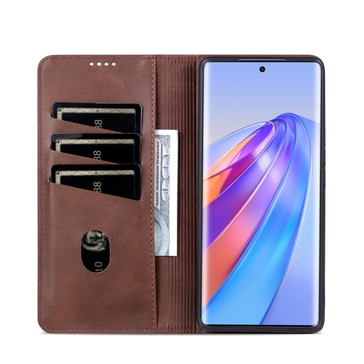 For Honor X50 AZNS Magnetic Calf Texture Flip Leather Phone Case