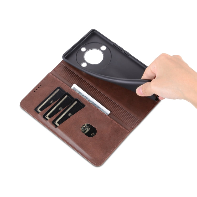 For Honor X50 AZNS Magnetic Calf Texture Flip Leather Phone Case