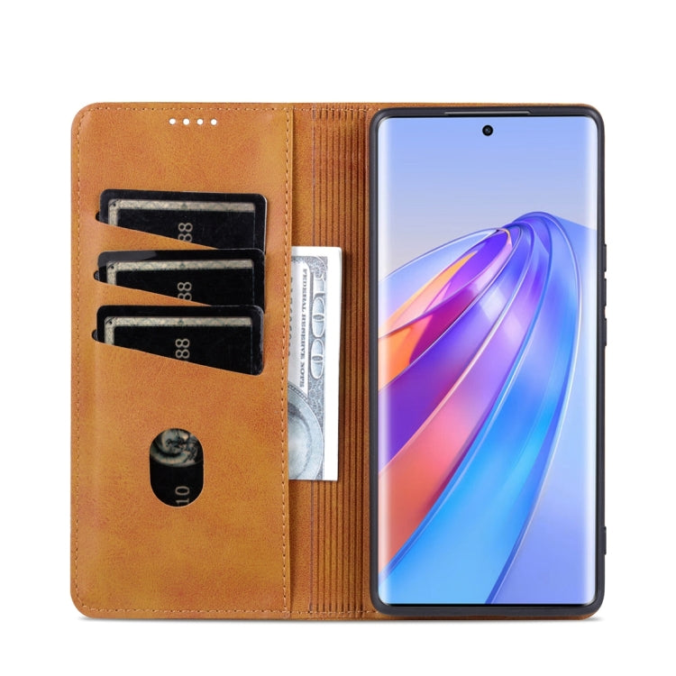 For Honor X50 AZNS Magnetic Calf Texture Flip Leather Phone Case