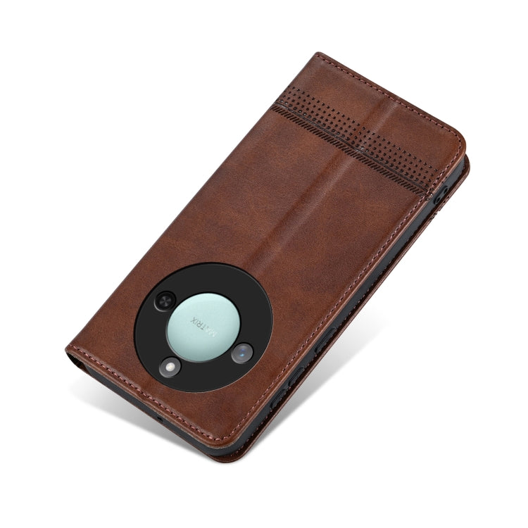 For Honor X60 AZNS Magnetic Calf Texture Flip Leather Phone Case