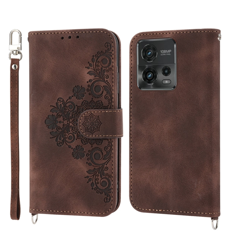 For Motorola Moto G Stylus 5G 2023 Skin-feel Flowers Embossed Wallet Leather Phone Case