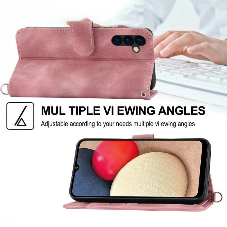 For Samsung Galaxy A24 4G Global Skin-feel Flowers Embossed Wallet Leather Phone Case