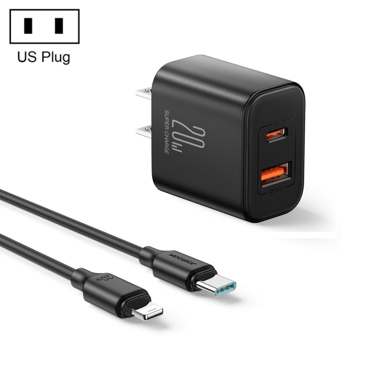 J0YROOM TCF05 20W USB+USB-C/Type-C Dual Interface Fast Charger Set, Specification:US Plug