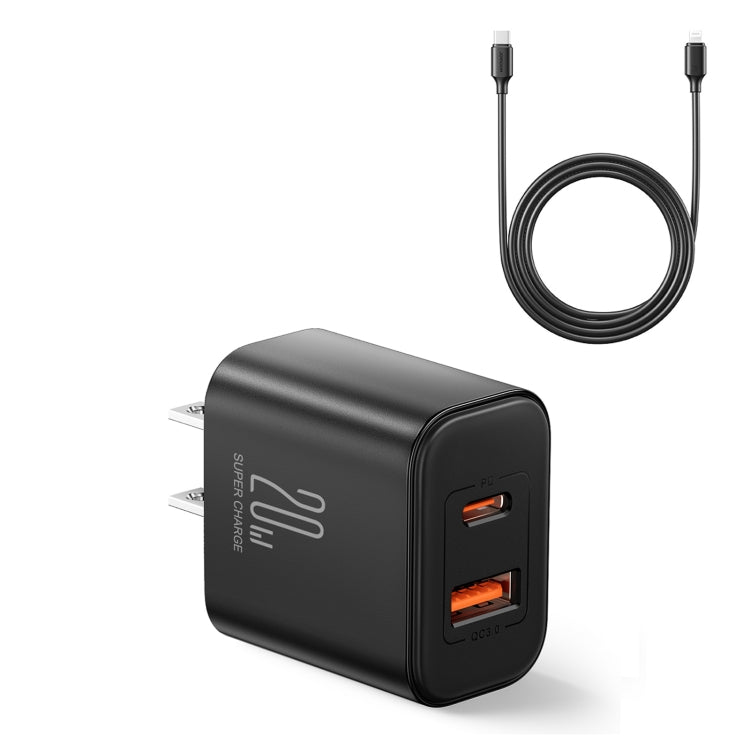 J0YROOM TCF05 20W USB+USB-C/Type-C Dual Interface Fast Charger Set, Specification:US Plug