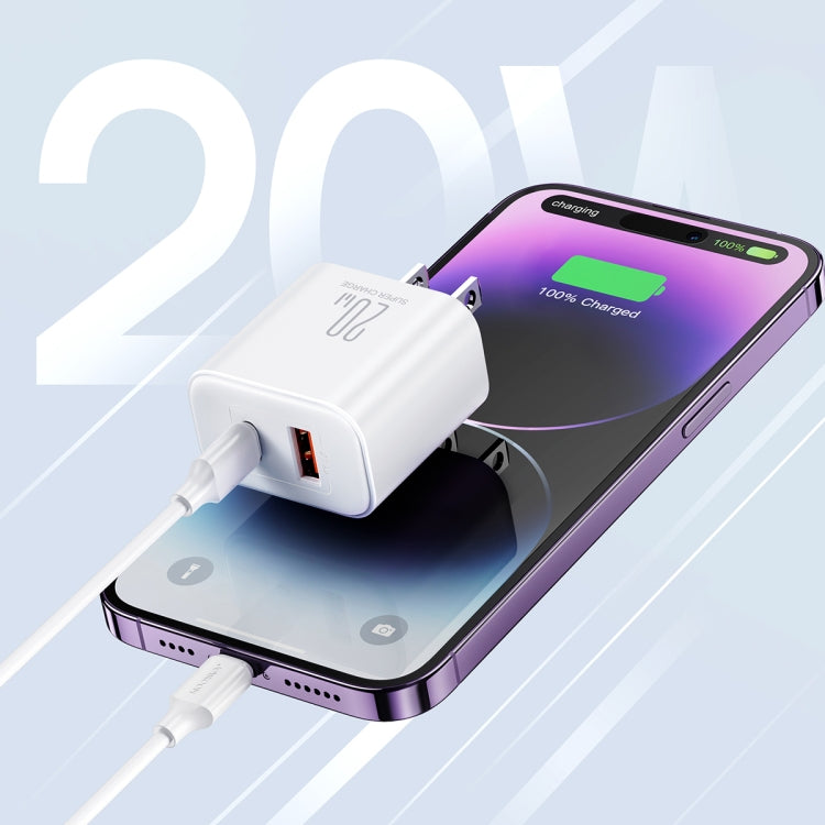 J0YROOM TCF05 20W USB+USB-C/Type-C Dual Interface Fast Charger Set, Specification:US Plug