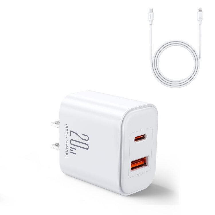 J0YROOM TCF05 20W USB+USB-C/Type-C Dual Interface Fast Charger Set, Specification:US Plug
