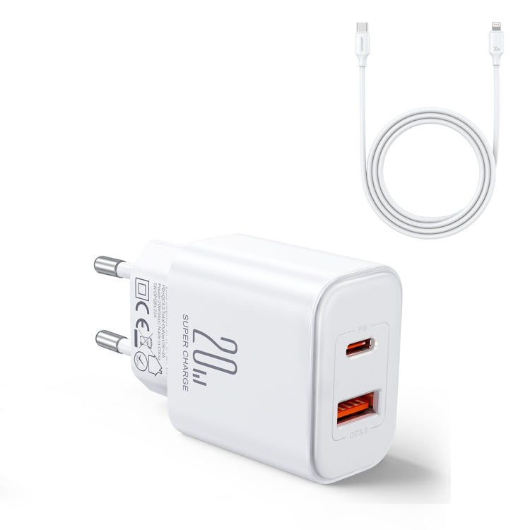J0YROOM TCF05 20W USB+USB-C/Type-C Dual Interface Fast Charger Set, Specification:EU Plug