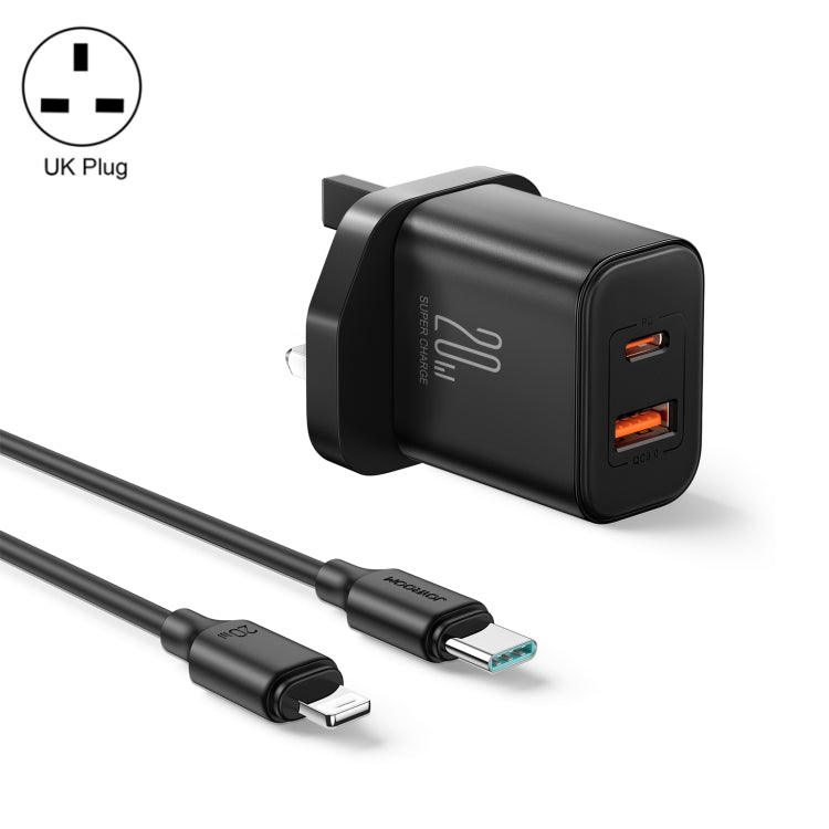 J0YROOM TCF05 20W USB+USB-C/Type-C Dual Interface Fast Charger Set, Specification:UK Plug