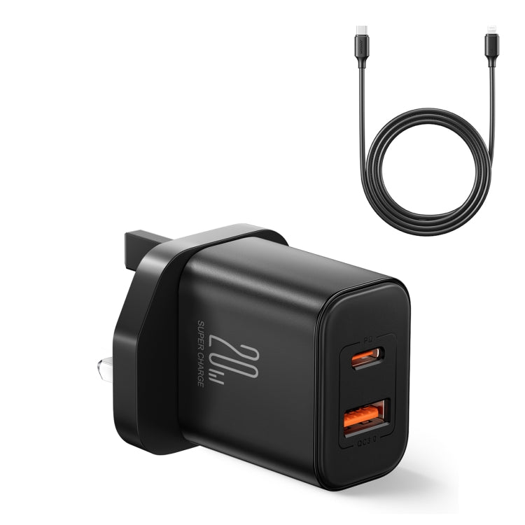 J0YROOM TCF05 20W USB+USB-C/Type-C Dual Interface Fast Charger Set, Specification:UK Plug