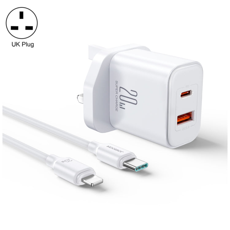 J0YROOM TCF05 20W USB+USB-C/Type-C Dual Interface Fast Charger Set, Specification:UK Plug