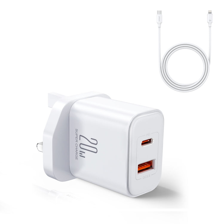 J0YROOM TCF05 20W USB+USB-C/Type-C Dual Interface Fast Charger Set, Specification:UK Plug